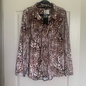 Dear John Leopard Print Button Down Shirt - Brown and Cream